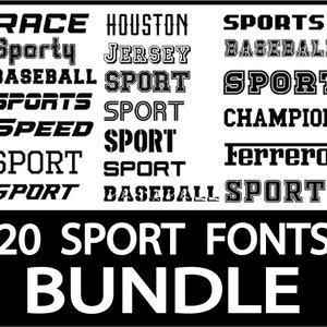 Paquete de fuentes deportivas, paquete de fuentes para Cricut, fuentes deportivas, fuentes de números de camisetas, fuentes de fútbol, fuentes de béisbol Procreate, paquete de fuentes Cricut