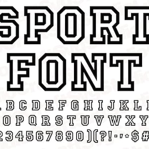 SPORT FONT SVG, Instant Download, Sport Alphabet Svg, Sport Numbers Svg, Athletic Font Svg, Sport Svg, Sport ClipArt, Sport Font Cricut, Svg