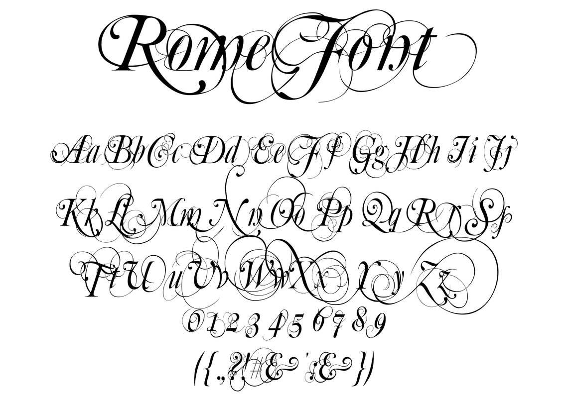 Rome Font, Script Font, Cursive Font, Handwritten Font, Calligraphy ...