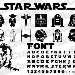 STAR WARS SVG, paquete de Star Wars Svg, fuente de Star Wars Svg, alfabeto de Star Wars Svg, paquete Svg, fuente Svg, descarga instantánea, descarga digital