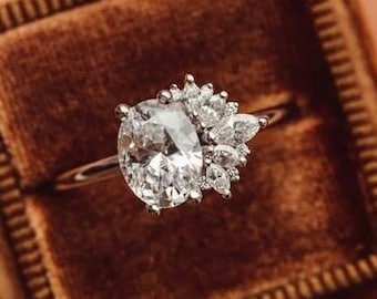 Sparkling Moissanite Engagement Ring - Perfect Gift Ring for Her, Anniversary or Special Occasion, Unique Vintage Sparkling Ring