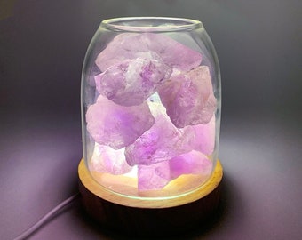 Amethyst Crystal Light Diffuser: Essential Oil Aromatherapy Home Decor - Rose Quartz, Green Calcite, Clear Quartz Option