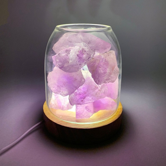 Amethyst Crystal Light Diffuser: Essential Oil Aromatherapy Home Decor - Rose Quartz, Green Calcite, Clear Quartz Option