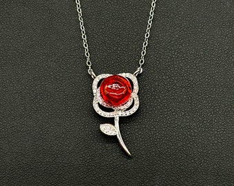 Sterlingzilveren roos diffuserketting: muranoglas, zirkonia