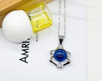 Gemini Zodiac sterlingzilveren diffuserketting: muranoglas etherische olie cadeau