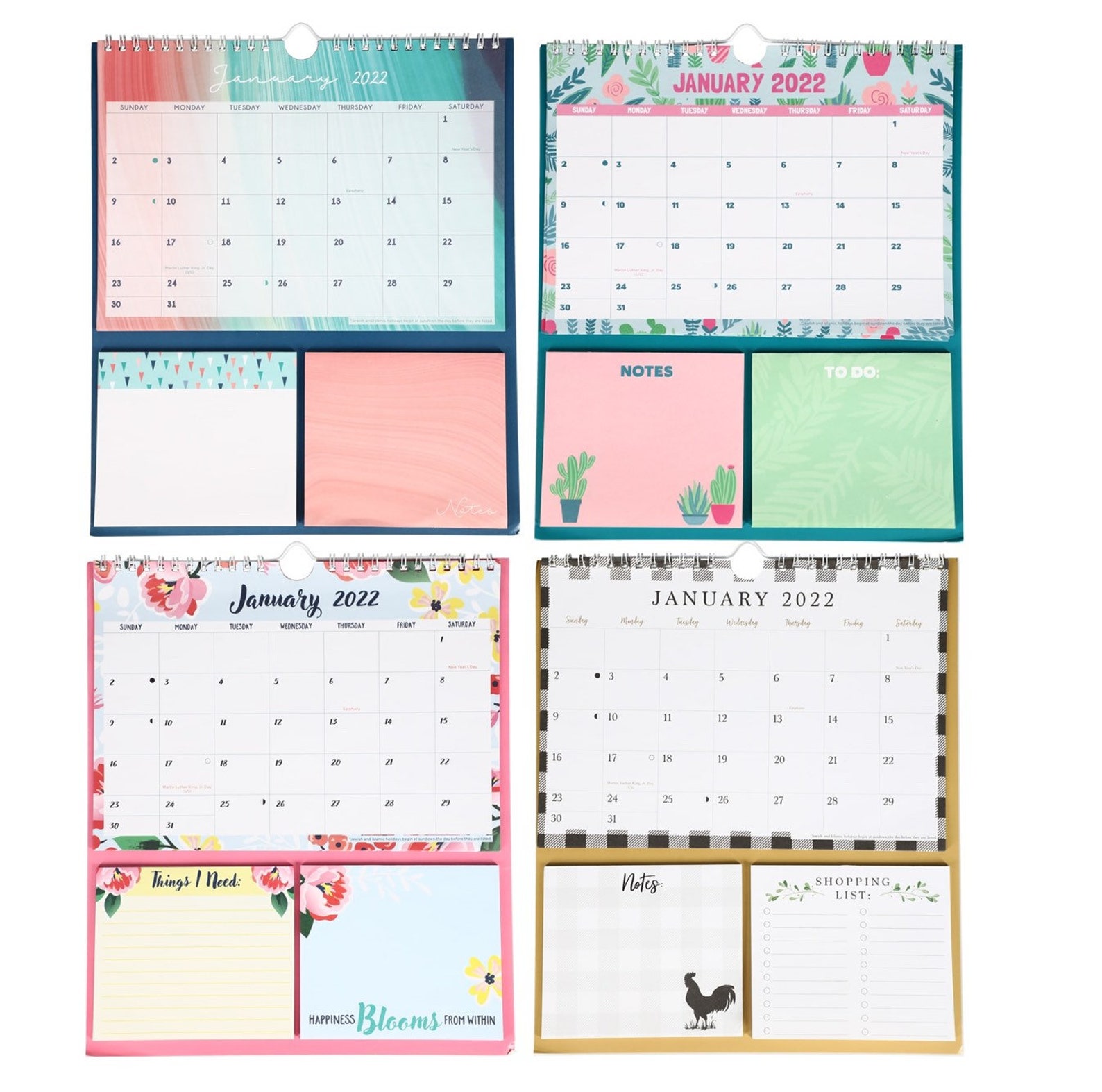 Jot Spiral Calendars with Note and List Pads 10.125x13.75 in. Etsy