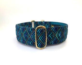 Wide greyhound dog collar with gold solid brass hardware.