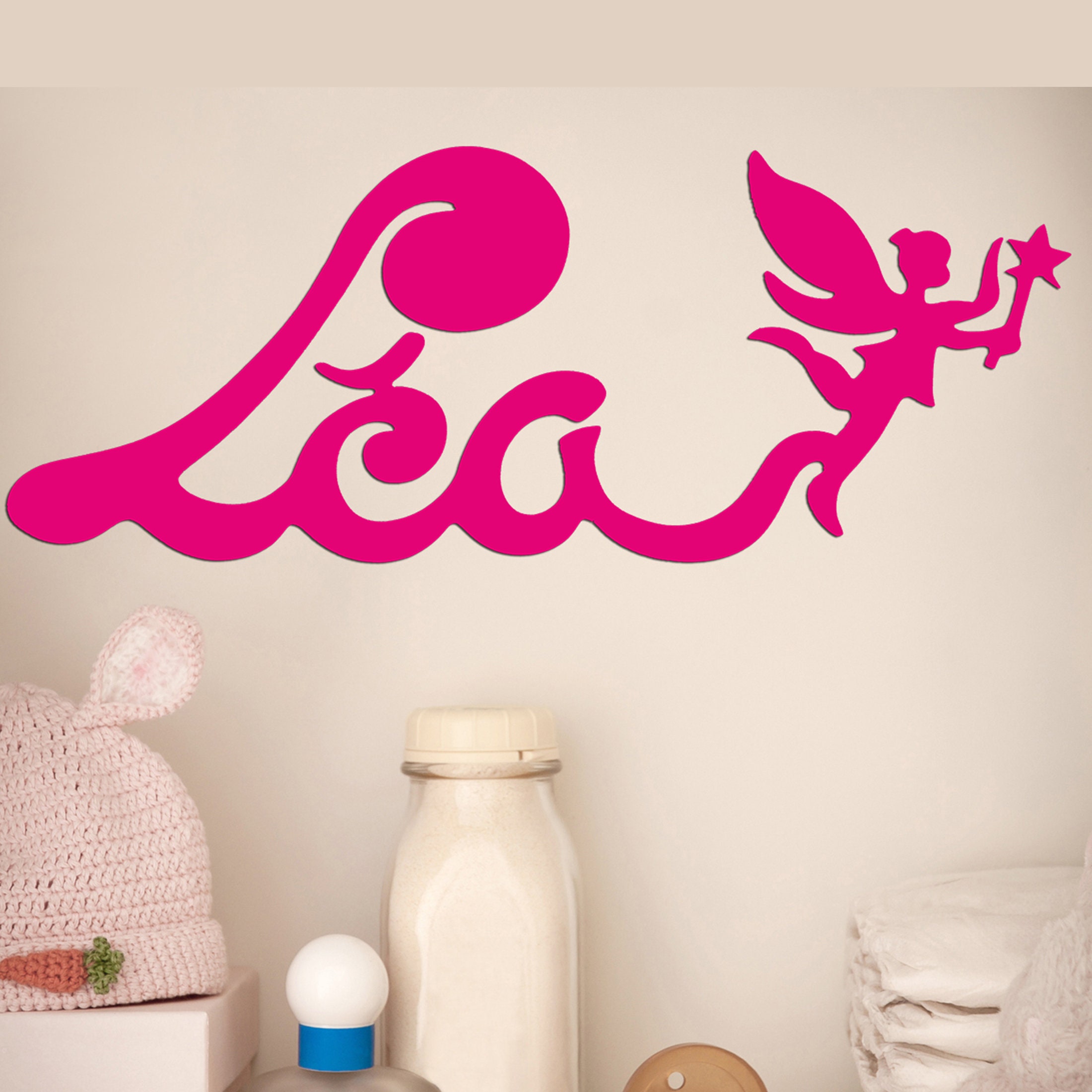 Déco Prénom Enfant Personnalisé, Plaque de Porte ou Décoration Murale Pour Chambre d'enfant Motif Fé