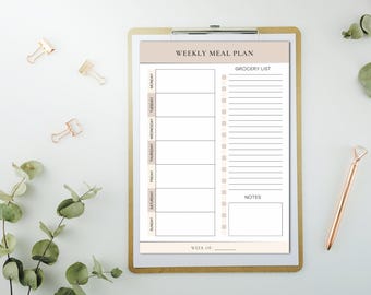 Weekly Family Meal Planner | A4 Printable PDF | Meal Planning & Grocery List | Instant Download