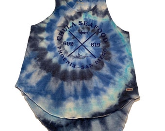 Chula Seafood Spiral Tie-Dye Tank Top | Size XL | Upcycled | Local Fishery | San Diego | Fishing | Phoenix