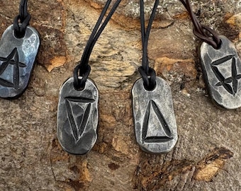 Earth, Air, Fire and Water, Element Pendants. Blacksmith Made.