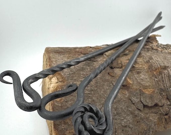 BBQ Skewer, iron meat or vegetable kebab skewers, 3 designs Blacksmith Made