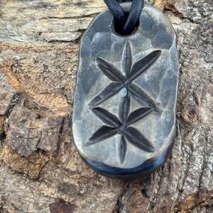 Viking Bind Rune Iron Pendant with leather or wax cotton cord, Blacksmith Made. Protection