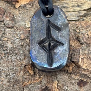 Viking Bind Rune Iron Pendant with leather or wax cotton cord, Blacksmith Made. health