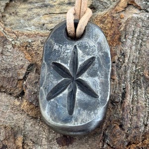 Viking Bind Rune Iron Pendant with leather or wax cotton cord, Blacksmith Made. Strength