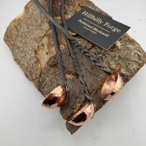 Coffee scoop with copper bowl, blacksmith made coffee lover gift or spoon collector present