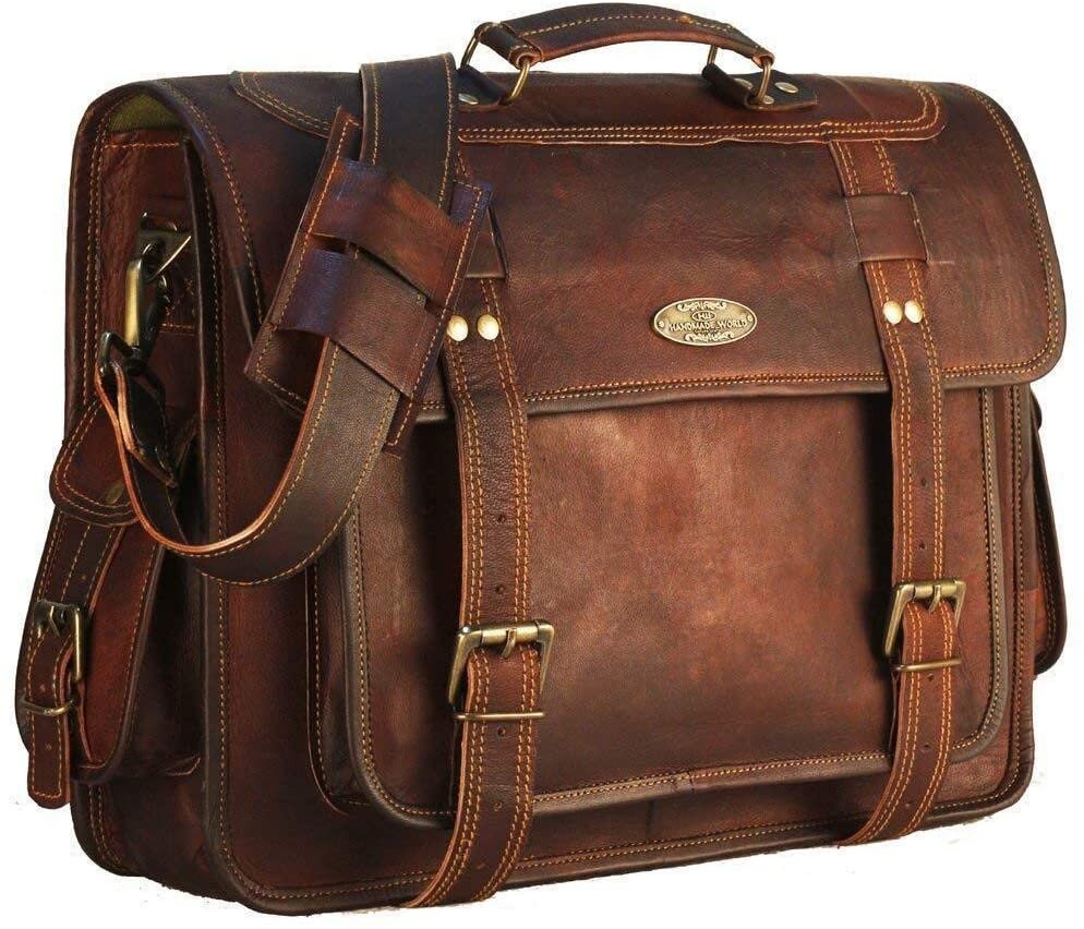 Vintage Leather Laptop Bags para hombres Bolso de cuero grande Etsy