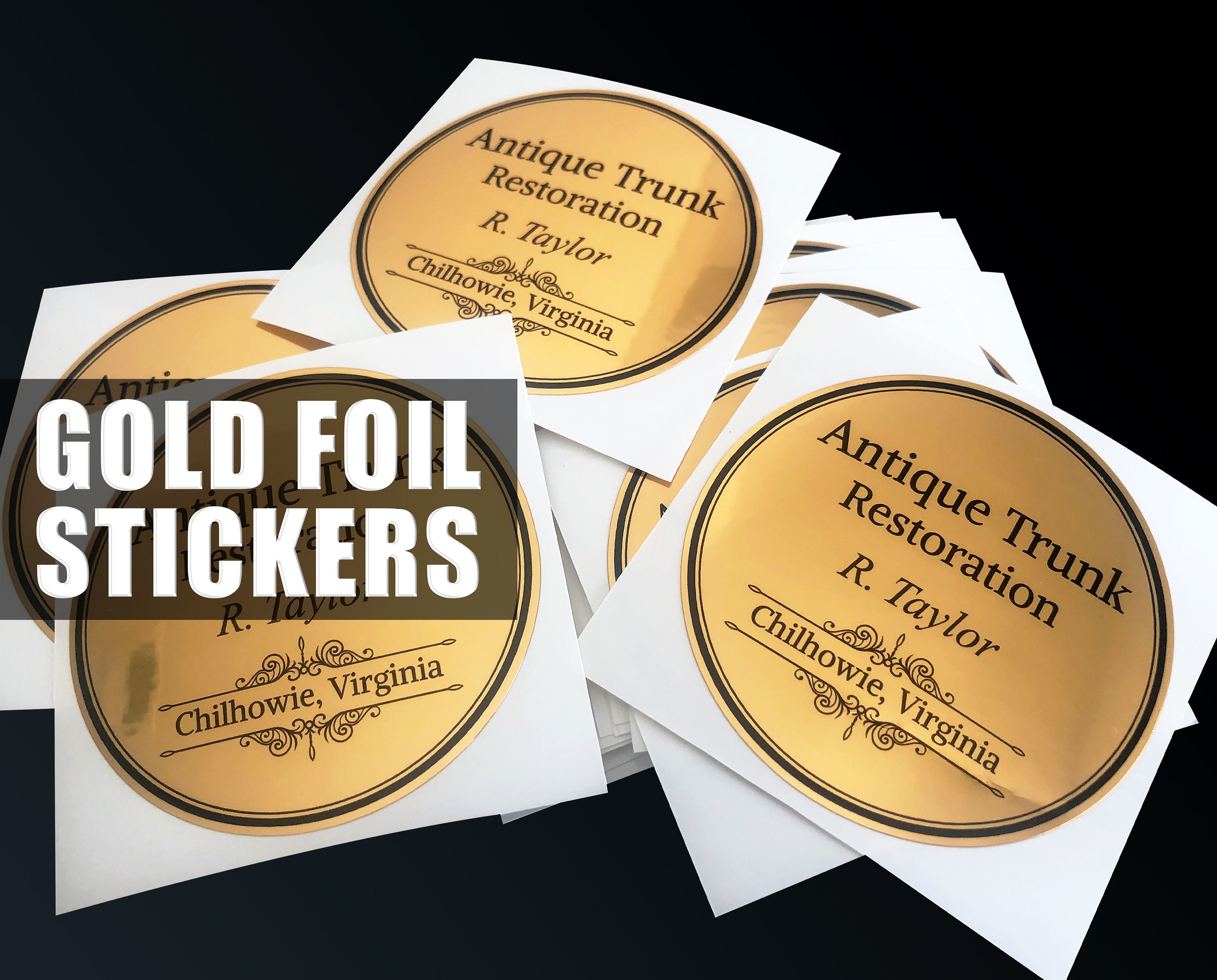 Gold Foil Stickers Smooth Mirror gold Metallic stickers Reflective Gold  labels