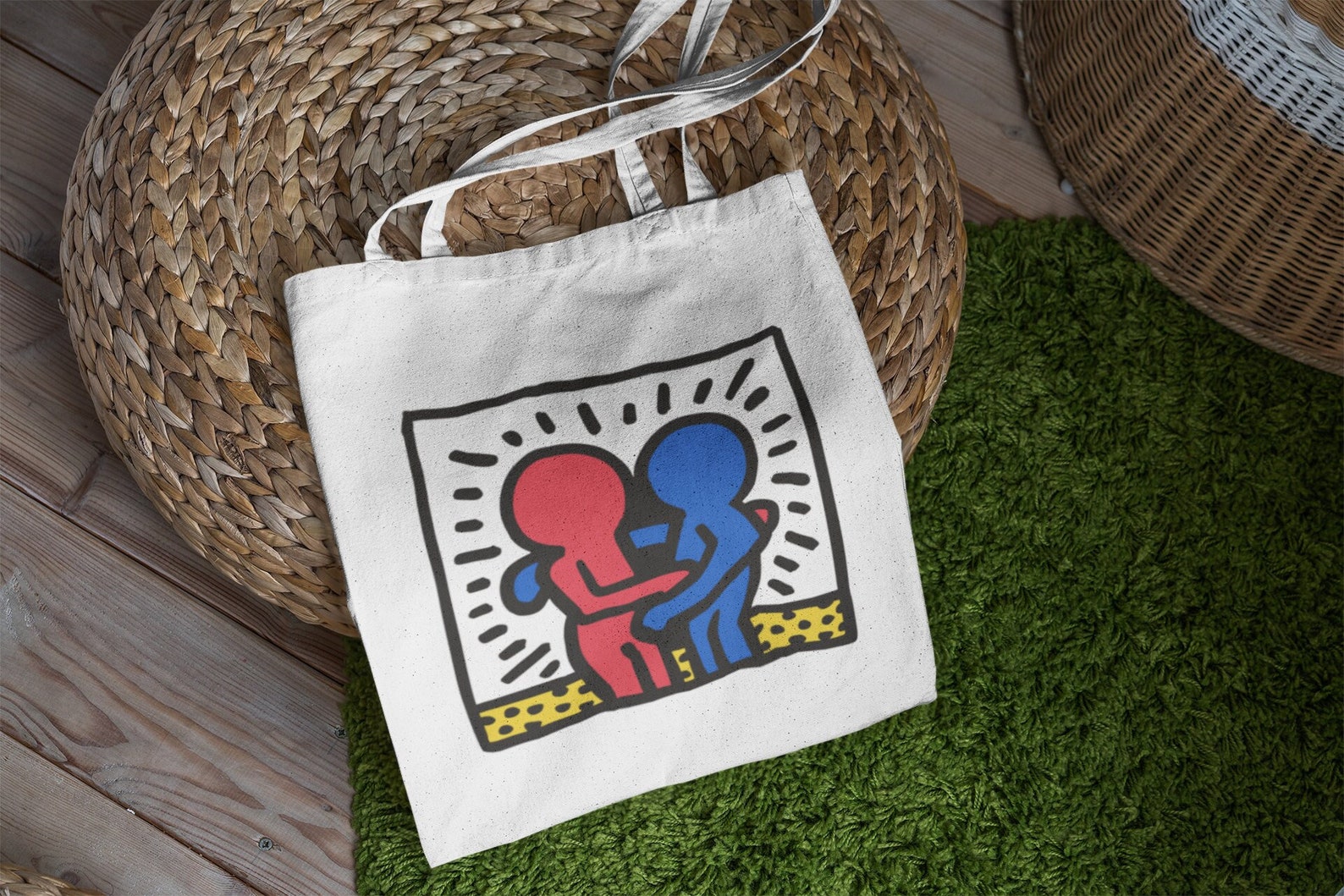Keith Haring tag Kiss Tote bag Organic cotton Etsy