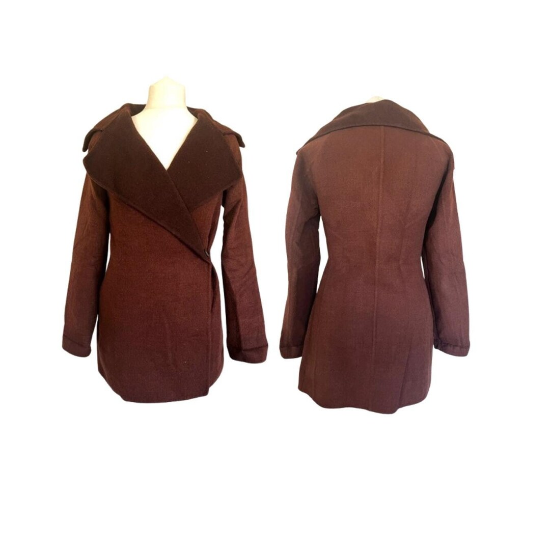 80s Vintage Jill Sander Wool Angora Coat, Brown Designer Jacket