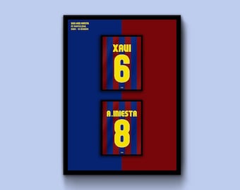 Barcelona Football Shirt Print/Poster - Personalised - Home or Away - Any Season - Any Name - Any Number – Unframed