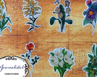 Pegatinas troqueladas florales para scrapbooking y Junk Journaling (paquete de 30)