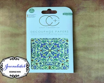 Decoupage paper pack containing 3 sheets of 1 design of a victorian style pattern.