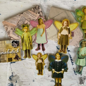 Viktorianischer Stil Feen Kinder Aufkleber-Pack, 16 wunderliche Feen Aufkleber, Vintage Feen Ephemera, Junk, Feen Scrapbooking Thema,