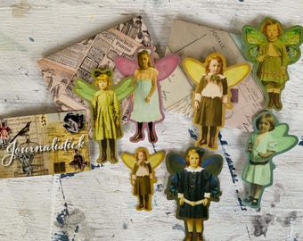 Victorian Fairy Children Stickers, Whimsical Ephemera, Scrapbooking (16 Pack)