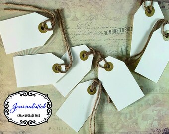 Etiquetas para equipaje color crema, para scrapbooking y diario basura (paquete de 10)