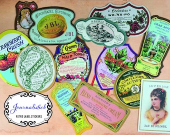 Retro Advertising Label Stickers, Vintage Ephemera, Junk Journaling