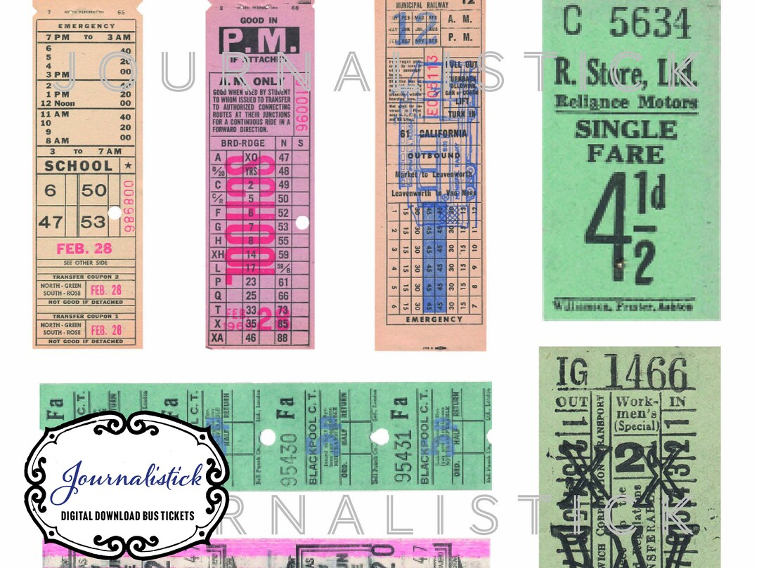 Vintage Travel Tickets Ephemera, Junk Journal Paper (digital Download ...