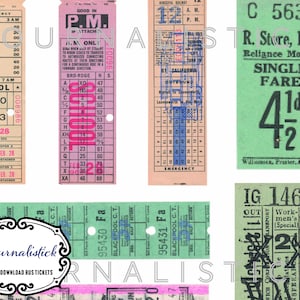 Digitaler Download Reisetickets. Papier Ephemera, Junk Journal, digitaler Download, Scrapbooking, antik, Vintage Typografie.