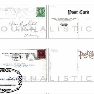 Um download digital de 6 cartões postais antigos. Coisas efêmeras de papel, diário de lixo, download digital, scrapbooking, antiguidade, caligrafia vintage