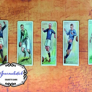 45 Vintage Fußball und Rugby Zigarettenspieler Karten von John Player & Söhne aus dem Jahr 1928. Größe der Karte 35mm x 65mm.