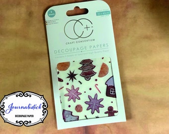 Christmas Decoupage Paper, Gingerbread Theme (3 Sheets)