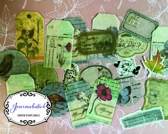 Garden Label Washi Stickers, Metallic Ink Scrapbooking Set (40 Piece)