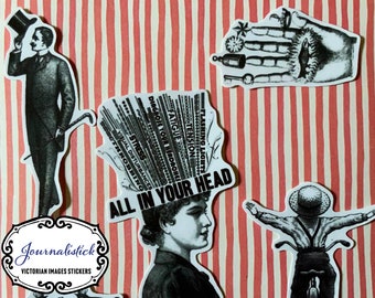 Victorian Stickers, Black and White, Scrapbooking, Junk Journaling