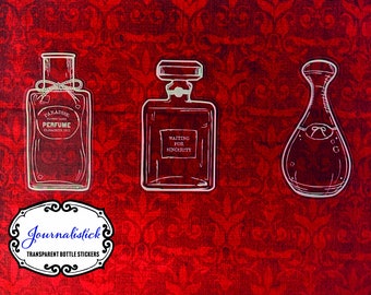 Transparent Perfume Bottle Stickers, Retro Scrapbooking, 30 Piece