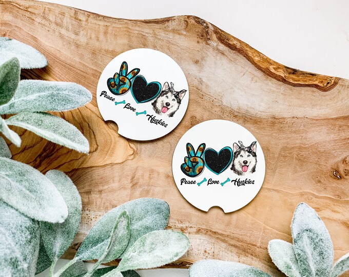 Peace Love Husky Coaster Set of 2