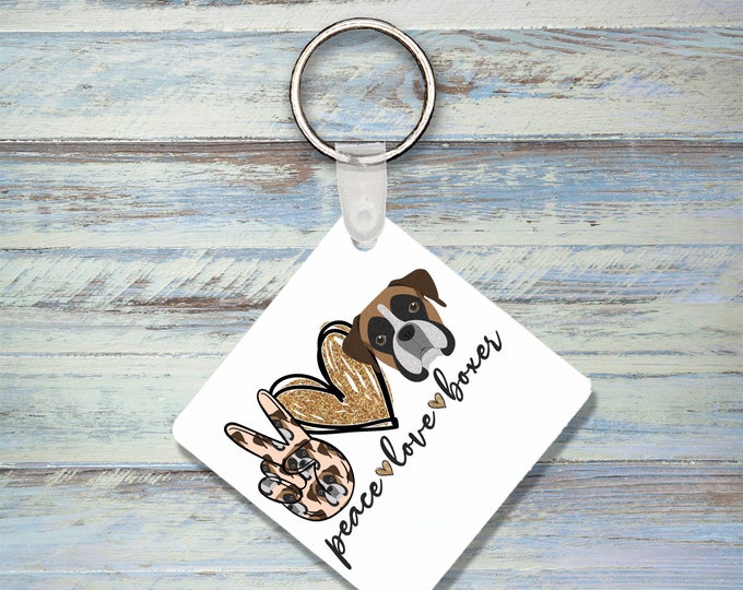 Peace Love Boxer Keychain