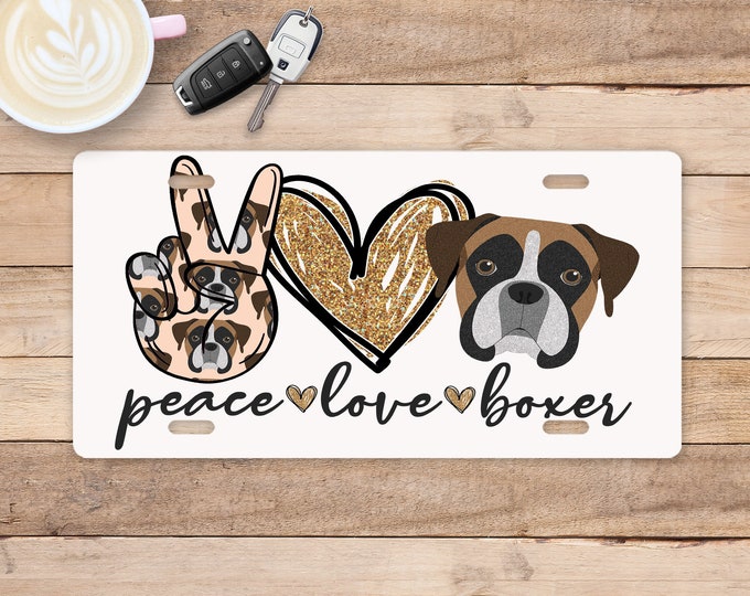 Peace Love Boxer License Plate