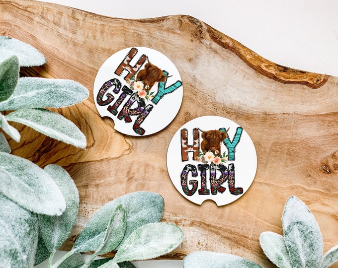 Hey Girl Car Coaster Set of 2