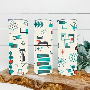 Mid-Centry Modern cat Design Skinny 20 oz Tumbler