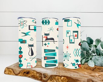 Mid-Centry Modern cat Design Skinny 20 oz Tumbler