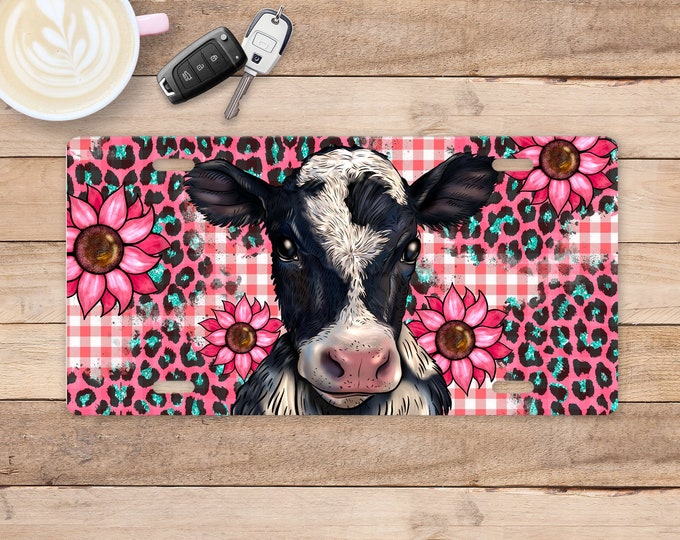 Pink Cow License Plate