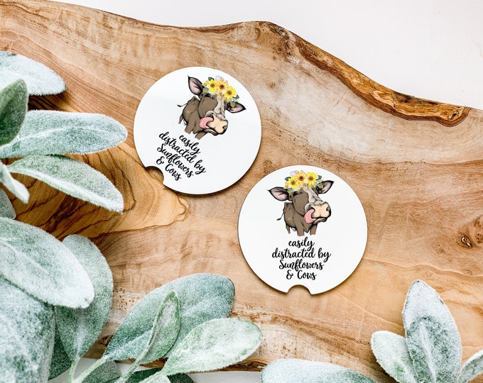 Easily distracted By Cows  Coaster Set of 2