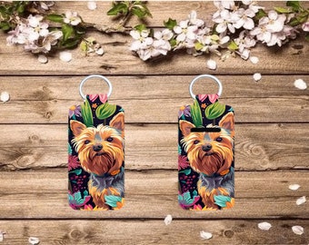 Yorkie DogLip Balm Holder Keychain