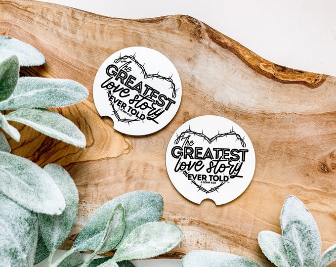 Greatest Love Story Car Coasters Set of 2