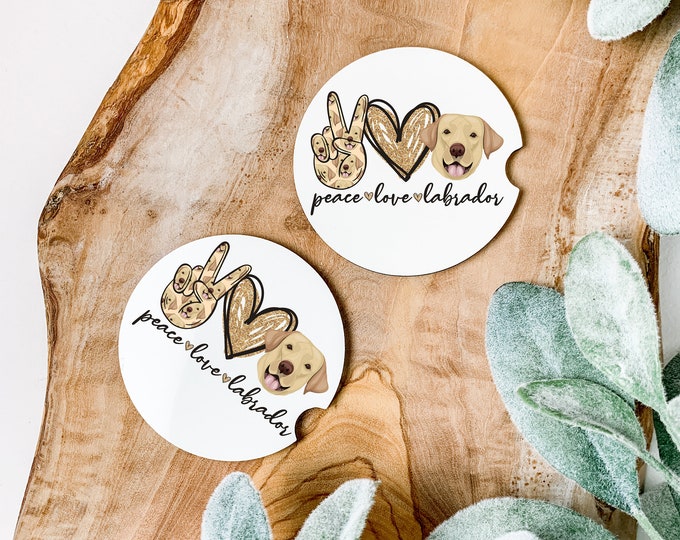 Peace Love Labrador Car Coaster Set of 2
